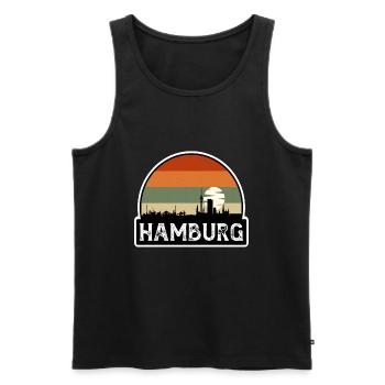 Hamburg Germany Flag Skyline Travel Souvenir - Men's Premium Organic Tank Top - black - Front - Michal (187cm)
