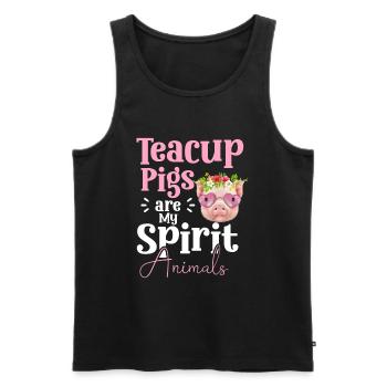 Teacup Schwein Minipig Haustier - Männer Premium Bio Tank Top - Schwarz - Vorne - Michal (187cm)