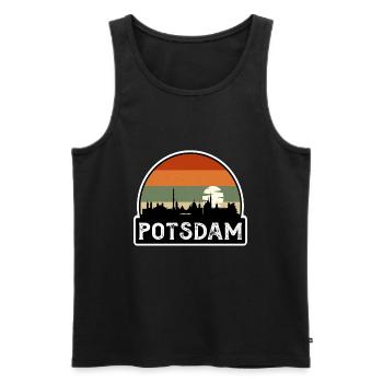 Potsdam Germany Flag Skyline Travel Souvenir - Men's Premium Organic Tank Top - black - Front - Michal (187cm)
