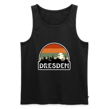 Dresden Germany Flag Skyline Travel Souvenir - Men's Premium Organic Tank Top - black - Front - AI Model Male 178 light (178cm)