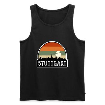 Stuttgart Germany Flag Skyline Travel Souvenir - Men's Premium Organic Tank Top - black - Front - Michal (187cm)