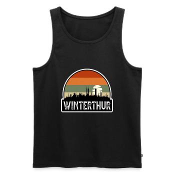 Winterthur Switzerland Flag Skyline Travel Souveni - Men's Premium Organic Tank Top - black - Front - Michal (187cm)