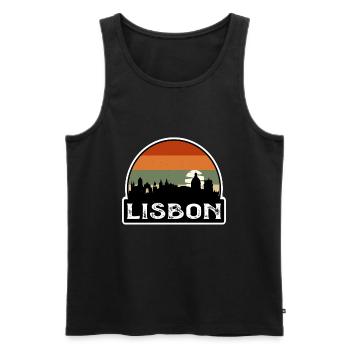 Lisbon Portugal Flag Skyline Travel Souvenir - Men's Premium Organic Tank Top - black - Front - Michal (187cm)