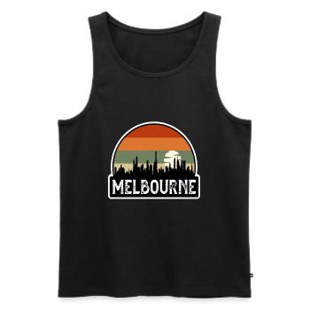 Melbourne Australia Flag Skyline Travel Souvenir - Men's Premium Organic Tank Top - black - Front - Michal (187cm)
