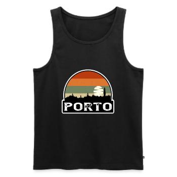 Porto Portugal Flag Skyline Travel Souvenir - Men's Premium Organic Tank Top - black - Front - Michal (187cm)