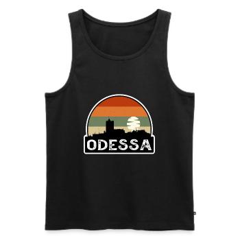 Odessa Ukraine Flag Skyline Travel Souvenir - Men's Premium Organic Tank Top - black - Front - AI Model Male 178 light (178cm)