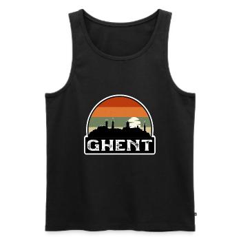 Ghent Belgium Flag Skyline Travel Souvenir - Men's Premium Organic Tank Top - black - Front - Michal (187cm)