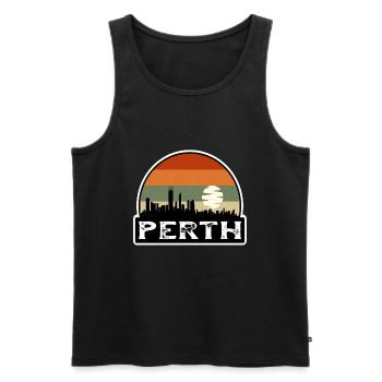 Perth Australia Flag Skyline Travel Souvenir - Men's Premium Organic Tank Top - black - Front - AI Model Male 178 light (178cm)