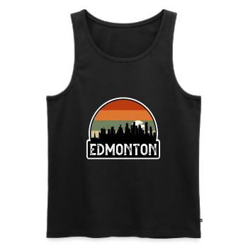 Edmonton Canada Flag Skyline Travel Souvenir - Men's Premium Organic Tank Top - black - Front - AI Model Male 178 light (178cm)