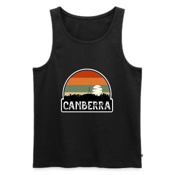 Canberra Australia Flag Skyline Travel Souvenir - Men's Premium Organic Tank Top - black - Front - AI Model Male 178 light (178cm)