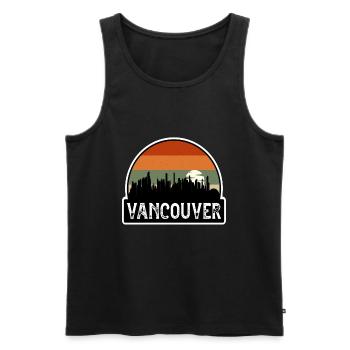 Vancouver Canada Flag Skyline Travel Souvenir - Men's Premium Organic Tank Top - black - Front - Michal (187cm)