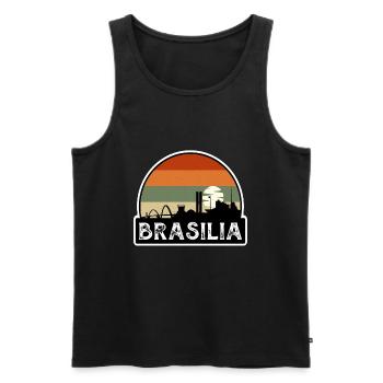Brasilia Brazil Flag Skyline Travel Souvenir - Men's Premium Organic Tank Top - black - Front - Michal (187cm)