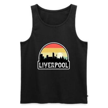 Liverpool England Flag Skyline Travel Souvenir - Men's Premium Organic Tank Top - black - Front - Michal (187cm)