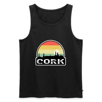 Cork Ireland Flag Skyline Travel Souvenir - Men's Premium Organic Tank Top - black - Front - Michal (187cm)