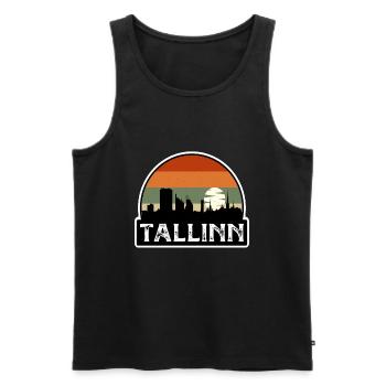 Tallinn Estonia Flag Skyline Travel Souvenir - Men's Premium Organic Tank Top - black - Front - Michal (187cm)