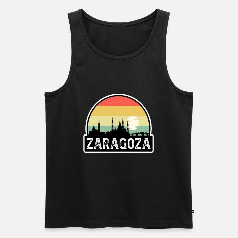 Zaragoza Spanien Flagge Skyline Reise-Souvenir - Männer Premium Bio Tank Top - Schwarz