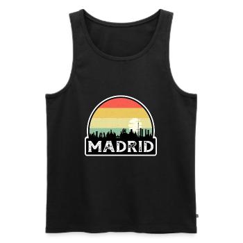Madrid Espagne Flag Skyline Souvenir de voyage - Débardeur bio Premium Homme - noir - Devant - AI Model Male 178 light (178cm)