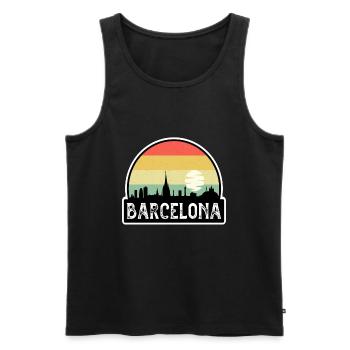 Barcelone Espagne Flag Skyline Souvenir de voyage - Débardeur bio Premium Homme - noir - Devant - Michal (187cm)