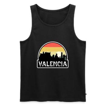 Valencia Spain Flag Skyline Travel Souvenir - Men's Premium Organic Tank Top - black - Front - AI Model Male 178 light (178cm)