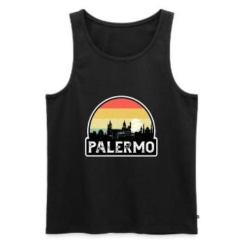 Palermo Italy Flag Skyline Travel Souvenir - Men's Premium Organic Tank Top - black - Front - AI Model Male 178 light (178cm)