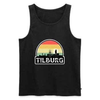 Tilburg Niederlande Flagge Skyline Reisesouvenir - Männer Premium Bio Tank Top - Schwarz - Vorne - AI Model Male 178 light (178cm)