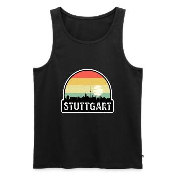 Stuttgart Deutschland Flagge Skyline Reisesouvenir - Männer Premium Bio Tank Top - Schwarz - Vorne - AI Model Male 178 light (178cm)