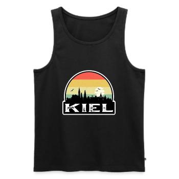 Kiel Germany Flag Skyline Travel Souvenir - Men's Premium Organic Tank Top - black - Front - AI Model Male 178 light (178cm)