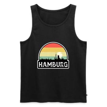 Hamburg Germany Flag Skyline Travel Souvenir - Men's Premium Organic Tank Top - black - Front - Michal (187cm)