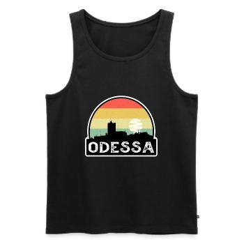 Odessa Ukraine Flag Skyline Travel Souvenir - Men's Premium Organic Tank Top - black - Front - AI Model Male 178 light (178cm)