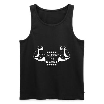 Unleash The Beast Gym Motivation - Men's Premium Organic Tank Top - black - Front - Michal (187cm)
