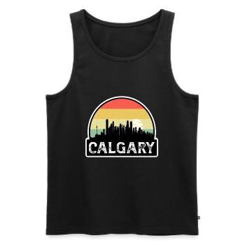 Calgary Canada Flag Skyline Travel Souvenir - Men's Premium Organic Tank Top - black - Front - AI Model Male 178 light (178cm)