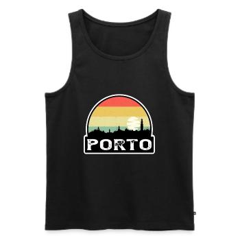 Porto Portugal Flag Skyline Souvenir de voyage - Débardeur bio Premium Homme - noir - Devant - Michal (187cm)