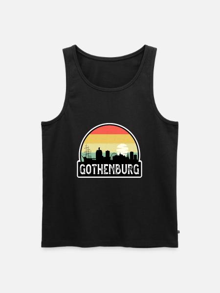 Göteborg Sverige Flagga Skyline Travel Souvenir - Ekologisk premium tanktopp herr - svart