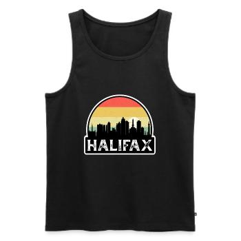 Souvenir de voyage de la ligne d’horizon du drapeau du Canada à Halifax - Débardeur bio Premium Homme - noir - Devant - AI Model Male 178 light (178cm)