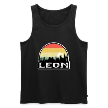 Leon Mexiko Flagge Skyline Reise-Souvenir - Männer Premium Bio Tank Top - Schwarz - Vorne - Michal (187cm)