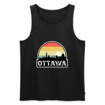 Souvenir de voyage de la ligne d’horizon du drapeau du Canada d’Ottawa - Débardeur bio Premium Homme - noir - Devant - AI Model Male 178 light (178cm)