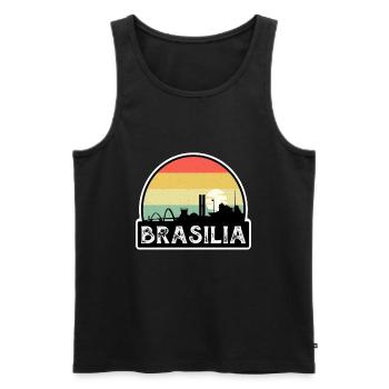 Brasilia Brazil Flag Skyline Travel Souvenir - Men's Premium Organic Tank Top - black - Front - Michal (187cm)