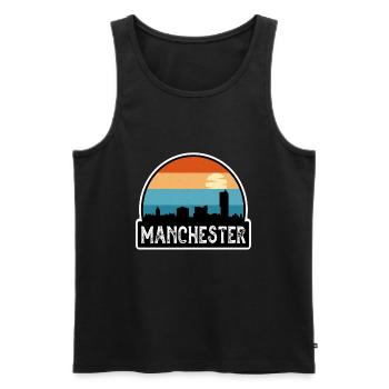 Manchester England Flag Skyline Travel Souvenir - Men's Premium Organic Tank Top - black - Front - Michal (187cm)