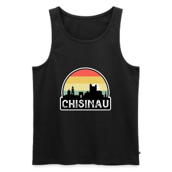 Chișinău Moldawien Flagge Skyline Reisesouvenir - Männer Premium Bio Tank Top - Schwarz - Vorne - Michal (187cm)