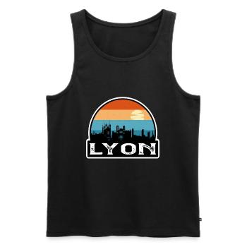 Lyon France Flag Skyline Souvenir de voyage - Débardeur bio Premium Homme - noir - Devant - AI Model Male 178 light (178cm)
