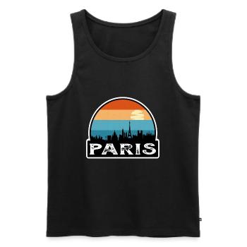 Paris France Flag Skyline Travel Souvenir - Men's Premium Organic Tank Top - black - Front - Michal (187cm)