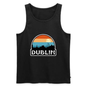 Dublin Irlande Flag Skyline Souvenir de voyage - Débardeur bio Premium Homme - noir - Devant - AI Model Male 178 light (178cm)