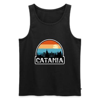 Catane Italie Flag Skyline Souvenir de voyage - Débardeur bio Premium Homme - noir - Devant - AI Model Male 178 light (178cm)