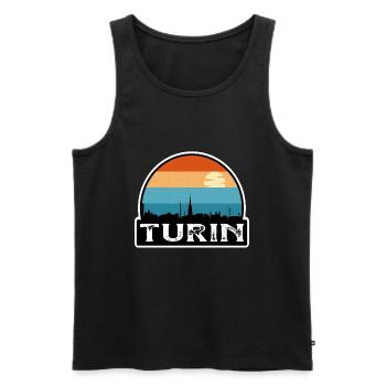 Turin Italien Flagge Skyline Reisesouvenir - Männer Premium Bio Tank Top - Schwarz - Vorne - Michal (187cm)