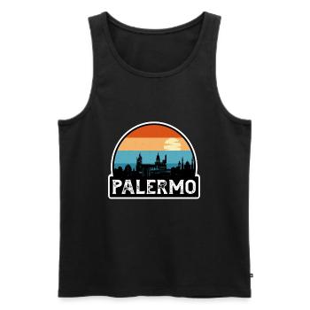 Palermo Italy Flag Skyline Travel Souvenir - Men's Premium Organic Tank Top - black - Front - AI Model Male 178 light (178cm)