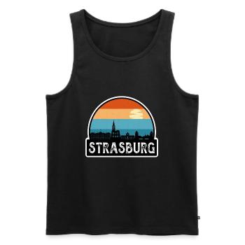 Strasbourg France Flag Skyline Souvenir de voyage - Débardeur bio Premium Homme - noir - Devant - Michal (187cm)