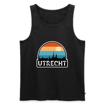Utrecht Netherlands Flag Skyline Travel Souvenir - Men's Premium Organic Tank Top - black - Front - Michal (187cm)