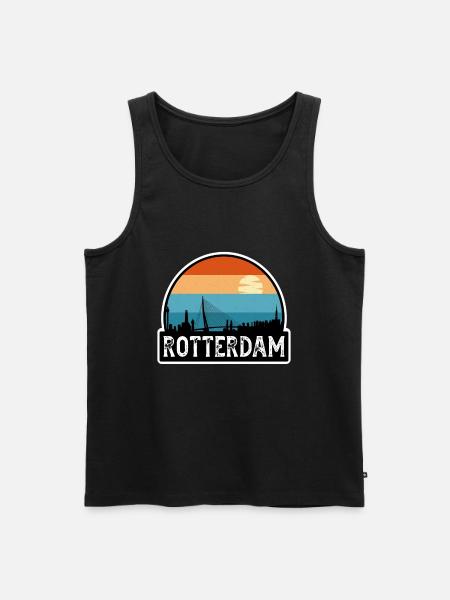 Rotterdam Netherlands Flag Skyline Travel Souvenir - Men's Premium Organic Tank Top - black