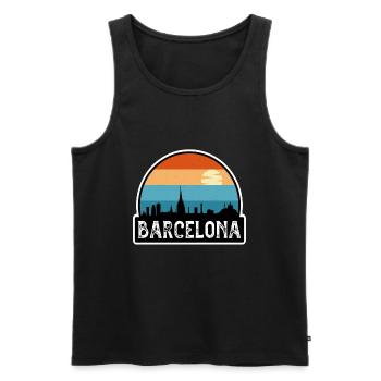 Barcelona Spain Flag Skyline Travel Souvenir - Men's Premium Organic Tank Top - black - Front - AI Model Male 178 light (178cm)