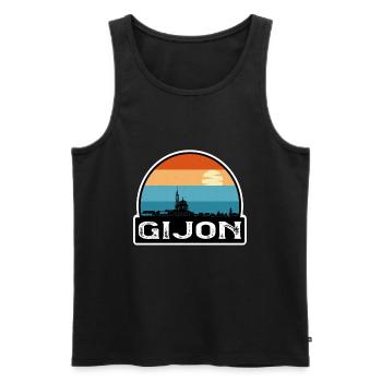 Gijon Spanien Flagge Skyline Reisesouvenir - Männer Premium Bio Tank Top - Schwarz - Vorne - Michal (187cm)